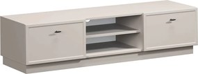 Comodă TV Lorini 150 cm cu sertare - culoare cașmir / mânere negre tip T-bar