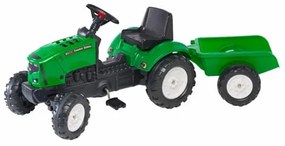 Tractor Falk pentru copii, cu pedale si remorca, Verde