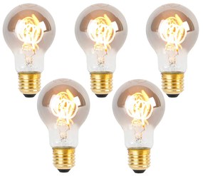 Set de 5 becuri spirale LED E27 A60 fumurii 4W 120 lm 1800K