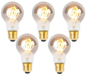 Set de 5 becuri spirale LED E27 A60 fumurii 4W 120 lm 1800K