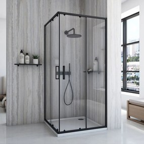 Cabina de dus neagra City 80x80 cm