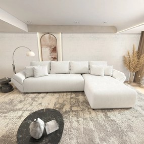 Colțar extensibil dumonde cu ladă de depozitare si sezut confortabil din spuma high-density, Berlin XL Zoom Crem 350x185 cm II