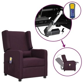3093392 vidaXL Fotoliu rabatabil de masaj, cu ridicare, violet, textil