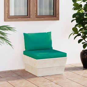 3063365 vidaXL Canapea de grădină din paleți, de mijloc, cu perne, lemn molid