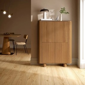 Masă de dining cu aspect de lemn de stejar 120x120 cm Etel – MOME