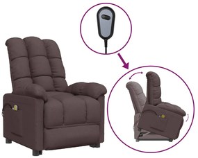 3100357 vidaXL Fotoliu de masaj cu ridicare, maro închis, material textil