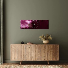 Tablou cu abstracție - flori (cu ceas) (90x30 cm)