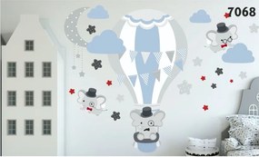 Autocolant de calitate de perete, pentru copii, Elefanţi Zburători 150 x 300 cm