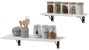 HOMCOM Lot de 2 tables pliantes murales, table murale rabattable en bois, pentru bucătărie, sufragerie, birou, alb lucios | Aosom Romania