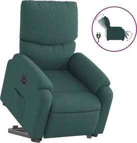 vidaXL Fotoliu electric rabatabil cu ridicare, verde închis, textil
