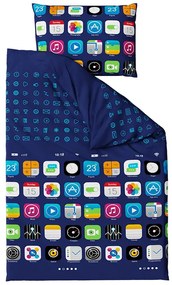 Lenjerie de pat din bumbac albastru, APPLIQUES