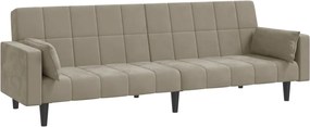 vidaXL Canapea extensibilă cu 2 locuri, 2 perne, gri deschis, catifea