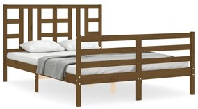 3193929 vidaXL Cadru de pat cu tăblie, maro miere, king size, lemn masiv