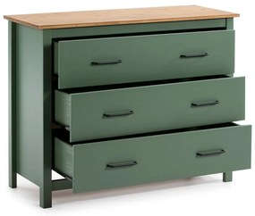 Comodă verde/în culoare naturală joasă din lemn masiv de pin 100x80 cm Miranda – Marckeric