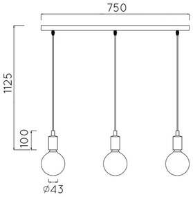 Lucide 08408/03/30 - Lampa suspendata FIX MULTIPLE 3xE27/60W/230V
