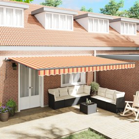 vidaXL Copertină Manual galben și portocaliu 500 × 350 cm Poliester