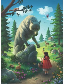 PUZZLE SCUFITA ROSIE SI LUPUL, 100 PIESE GLITTER - RAVENSBURGER (RVSPC12988)