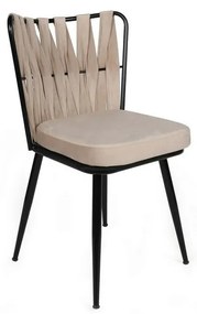 Set de scaune de sufragerie Kusakli Cream andBlack, 2 buc., 2 buc.