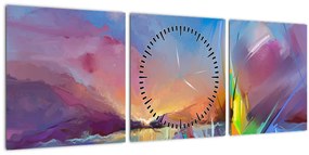 Tablou - Apus de soare (cu ceas) (90x30 cm)