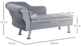 Sezlong de interior HOMCOM, perna inclusa, 160x56x75 cm | Aosom RO