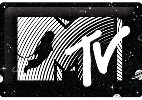 Placă metalică MTV Moonman - Logo Universe, (20 x 30 cm)