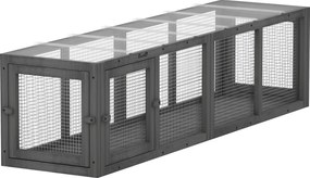 PawHut Tunel pentru pisici, jucărie din lemn cu 3 uși, extensibil, tunel de joacă pentru pisici până la 10 kg, 151,5 x 38,5 cm Gri | Aosom Romania