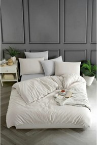 Set lenjerie pat 670TBH2123, bumbac/poliester, bej/gri deschis, 100x20