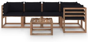3067459 vidaXL Set mobilier de grădină cu perne, 6 piese, lemn pin tratat