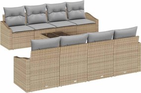 vidaXL Set de canapea cu pernă 9 pcs Beige și gri deschis poliratan