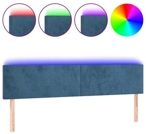 3121396 vidaXL Tăblie de pat cu LED, albastru închis, 180x5x78/88 cm, catifea