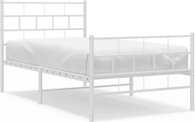 vidaXL Cadru de pat metalic cu tăblie de cap/picioare, alb, 100x190 cm