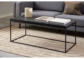 Măsuță de cafea neagră cu blat cu aspect de marmură 55x110 cm Barossa – Actona