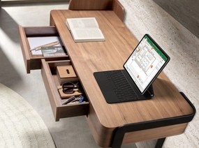 Birou modern din lemn furniruit Walnut