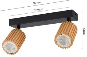 Brilagi - Corp de iluminat tip spot MODERN WOOD 2xGU10/8W/230V lemn de cauciuc/negru