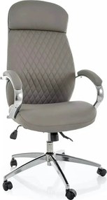 Scaun birou Q-09, gri, piele ecologică, 64x48x118 cm