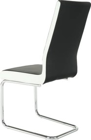 Scaun dining, piele ecologică neagră, albă/crom, NEANA