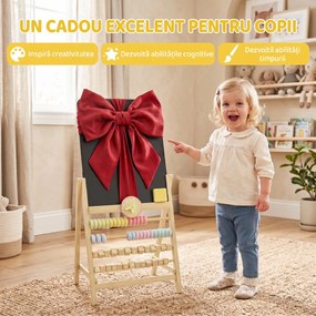 AIYAPLAY Tablă pentru Copii Ștergibilă din Lemn cu Suport, Culoare Lemn | Aosom Romania