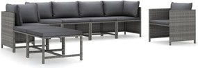 vidaXL Set mobilier de grădină cu perne, 8 piese, gri, poliratan