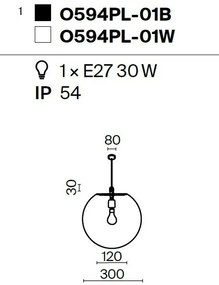 Pendul pentru iluminat exterior IP54 Erda alb
