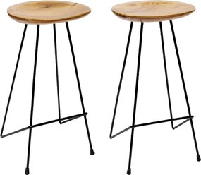 vidaXL Scaune de bar, 2 buc., lemn masiv de tec