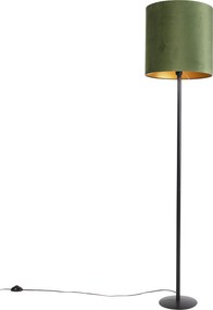 Lampa de podea botanică neagră cu abajur verde 40 cm - Simplo
