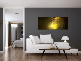 Tabloul cu spirala abstractă în galben (120x50 cm)
