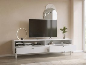 Dulap TV cu raft si dulapuri DULLUM 200x58cm, alb