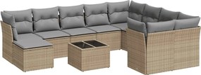 vidaXL Set canapele de grădină cu perne, 11 piese, bej, poliratan