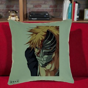 Perna Personalizata Bleach Ichigo Masca Hollow, 40x40 cm, Verde, Husa Detasabila, Perna Inclusa, BEKZ®