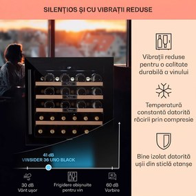 Klarstein Vinsider 36 Built-In Uno, frigider pentru vin încorporat, 36 sticle, 92 litri, oțel inoxidabil