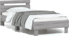 vidaXL Cadru de pat cu tăblie gri sonoma 75x190 cm lemn prelucrat