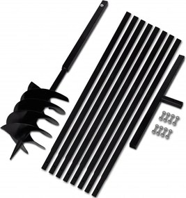 vidaXL Burghiu de sol cu mâner 200 mm cu tub prelungitor 9 m, oțel