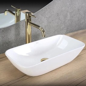 Lavoar pe blat Rea Maria dreptunghiular 48 cm alb lucios