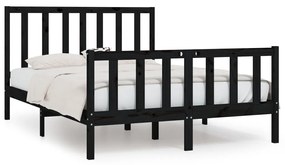3105209 vidaXL Cadru de pat, negru, 140x190 cm, lemn masiv